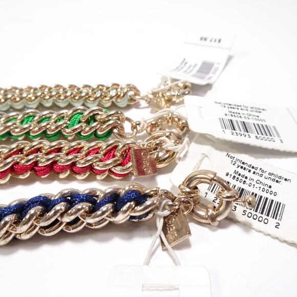GAP Women's Box Link Braided Multi Color Rainbow Bracelet Set of 4 NWT 75 - Picture 5 of 9